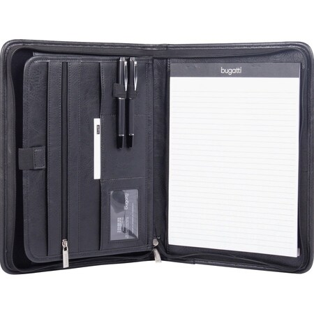 Swiss Mobility Zippered Padfolio, Padded Tablet Pocket, 1-1/4"Wx10"Lx13"H, BK 15PK SWZWRC1517BLK
